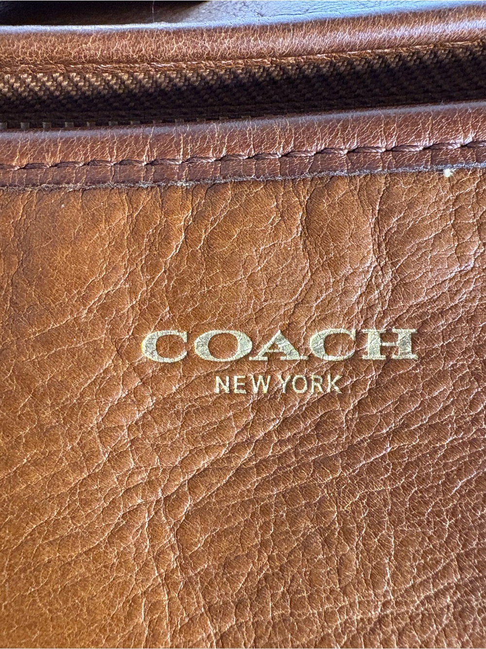 COACH Tan Leather Stud-Trim Shoulder Bag with Tassel - Picture 5 of 10